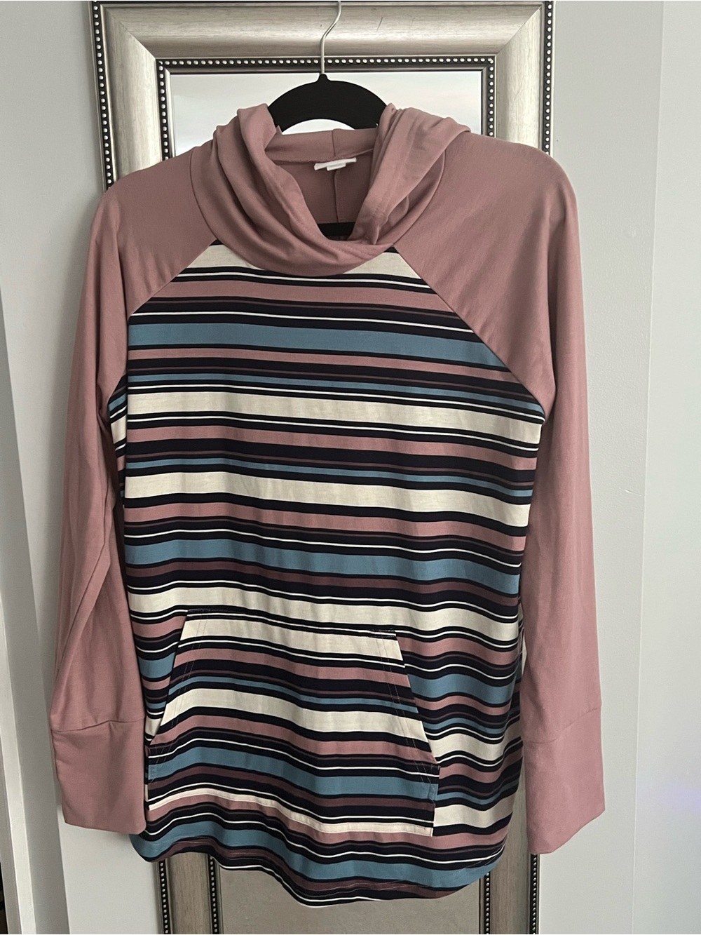 LuLaRoe Amber Pink Stripe Hooded Pullover